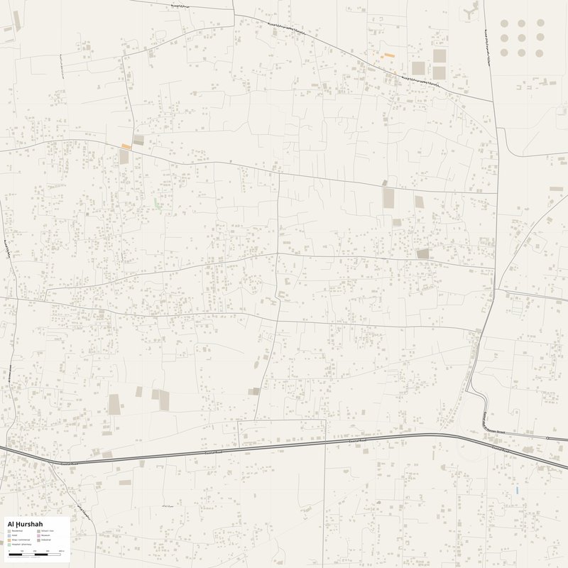 Al Ḩurshah Map PDF — Printable Street Map Poster with House Numbers