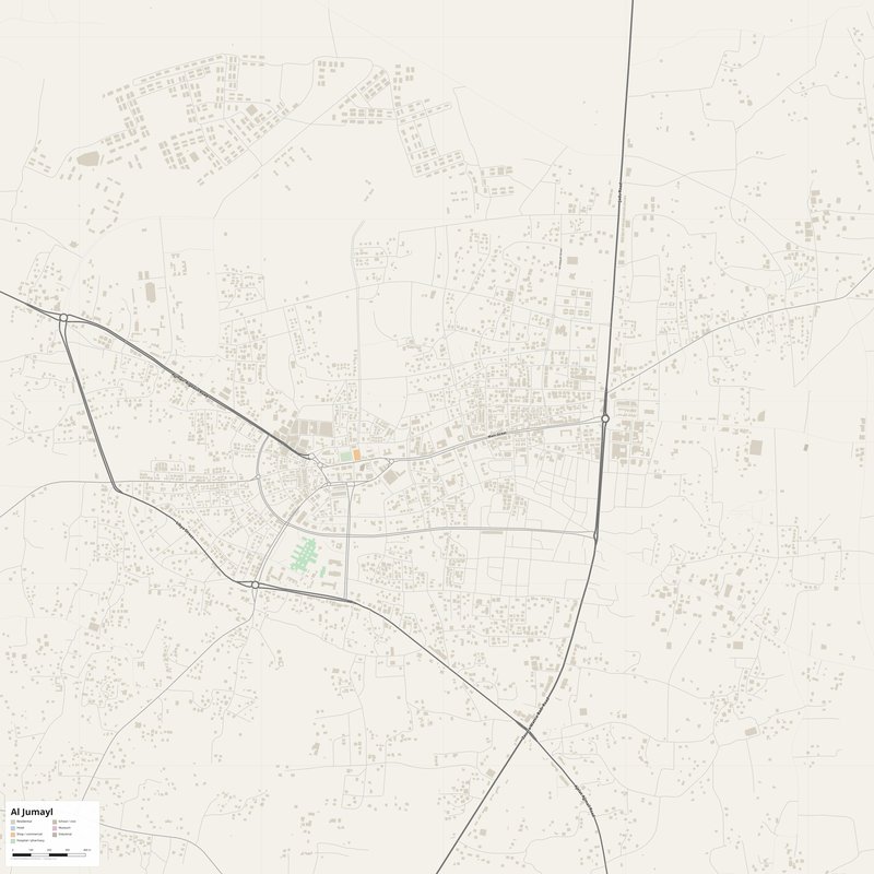 Al Jumayl Map PDF — Printable Street Map Poster with House Numbers