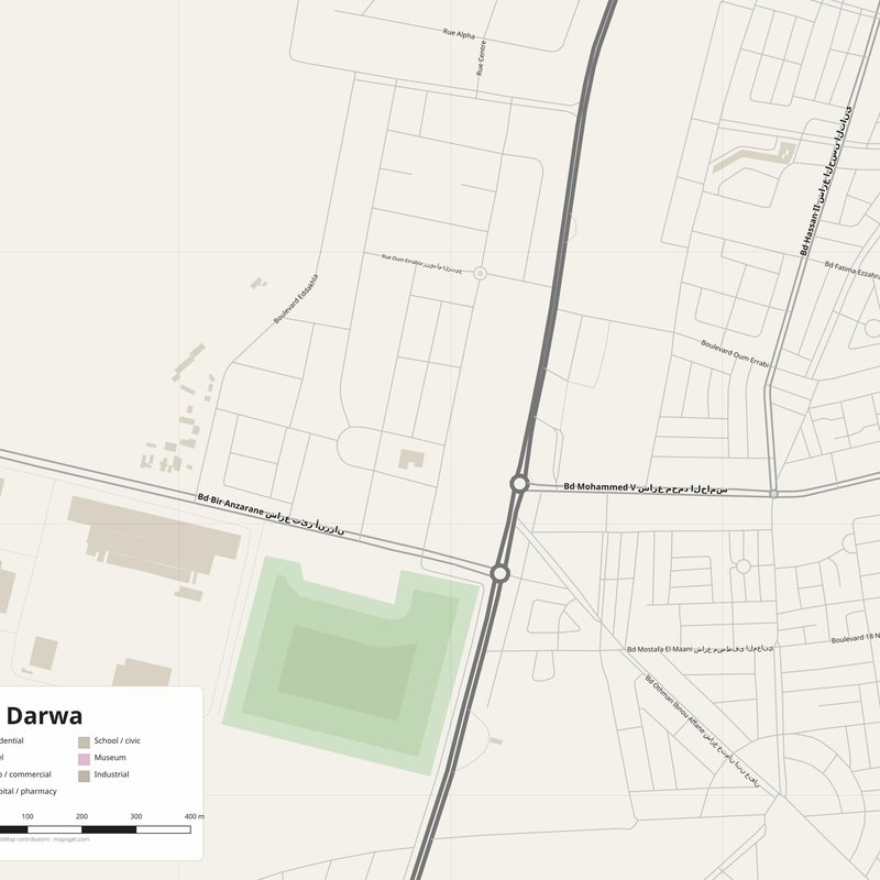 Printable street map poster of Ad Darwa, Morocco