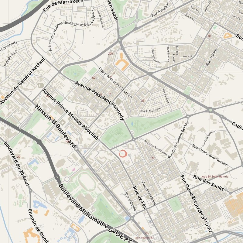 Agadir street map with house numbers — printable address map PDF, Morocco