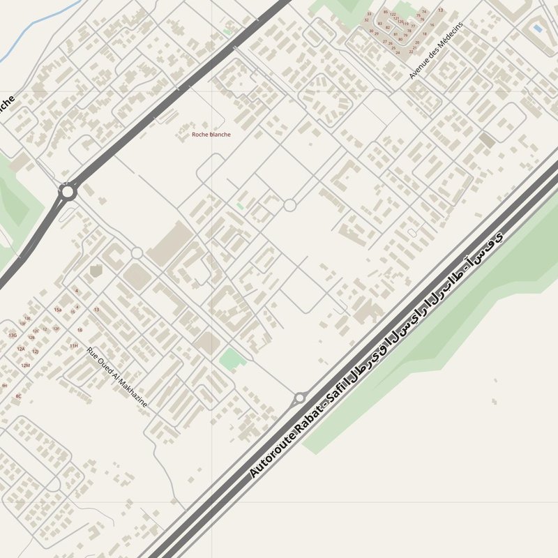 Aïn Attig street map with house numbers — printable address map PDF, Morocco