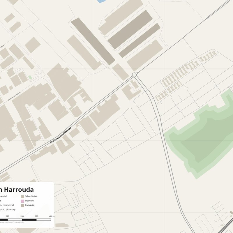 Aïn Harrouda Map PDF — Printable Street Map Poster with House Numbers