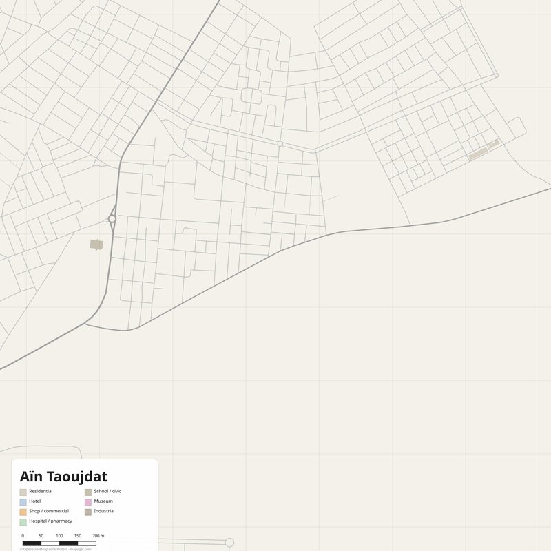 Aïn Taoujdat Map PDF — Printable Street Map Poster with House Numbers