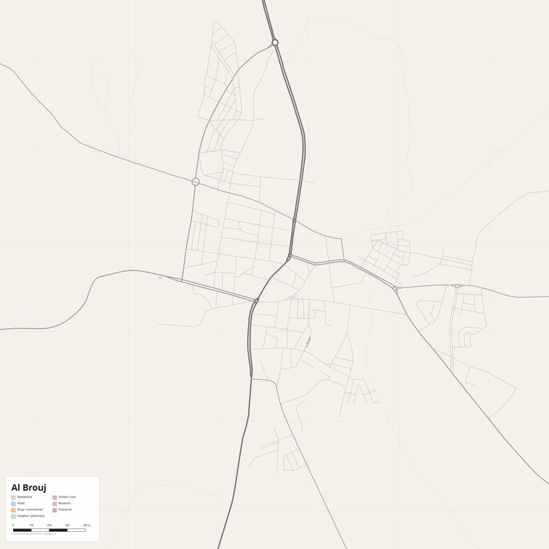 Al Brouj Map PDF — Printable Street Map Poster with House Numbers
