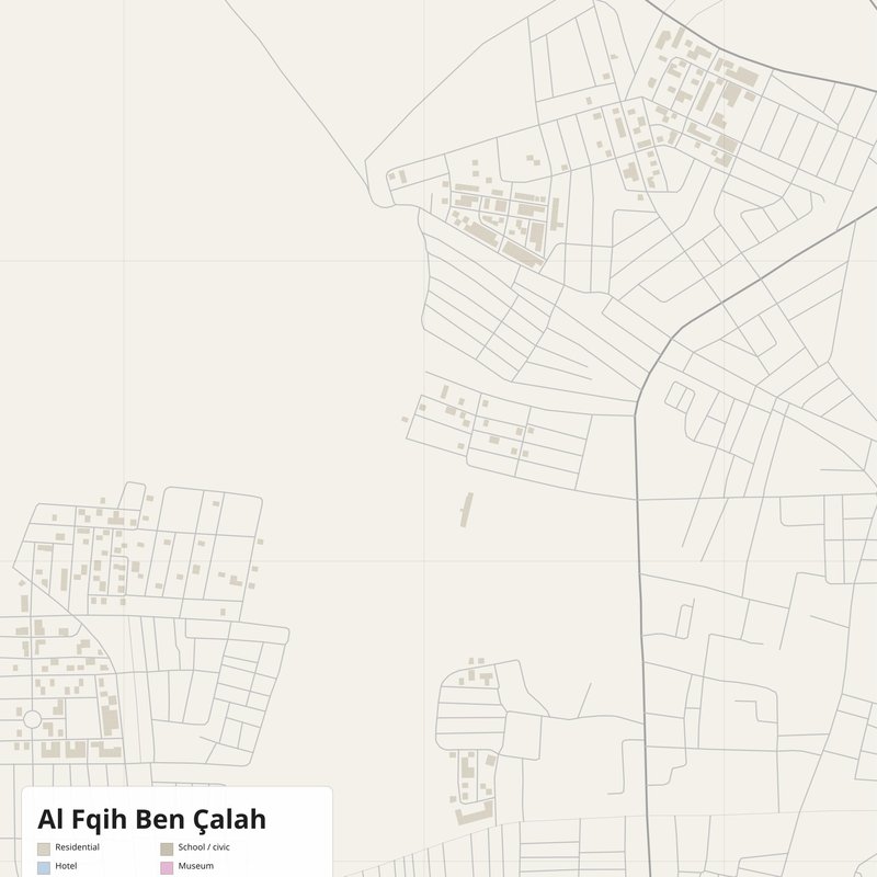 Al Fqih Ben Çalah Map PDF — Printable Street Map Poster with House Numbers