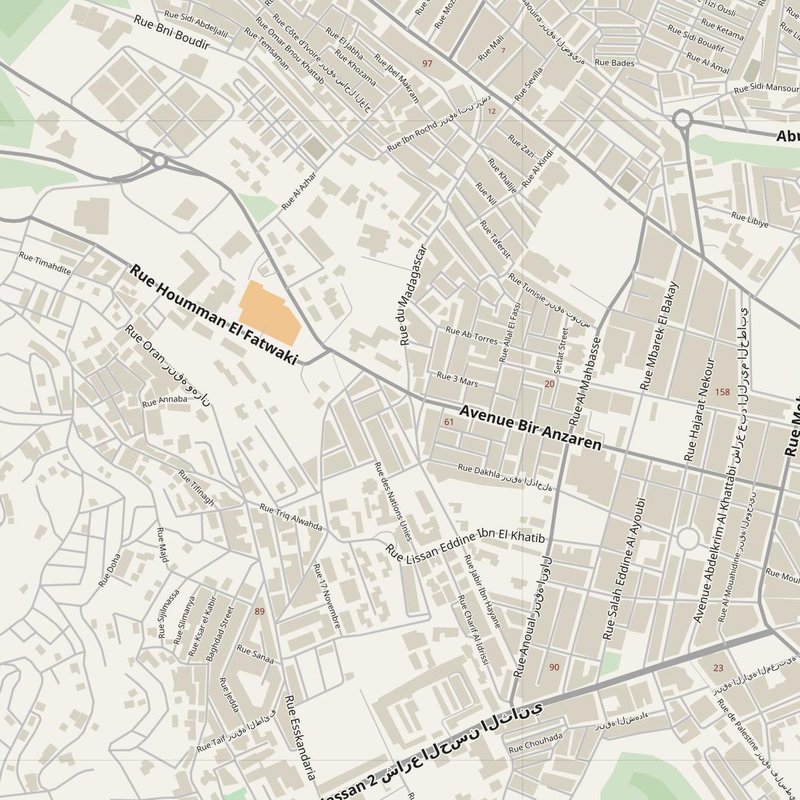 Al Hoceïma street map with house numbers — printable address map PDF, Morocco