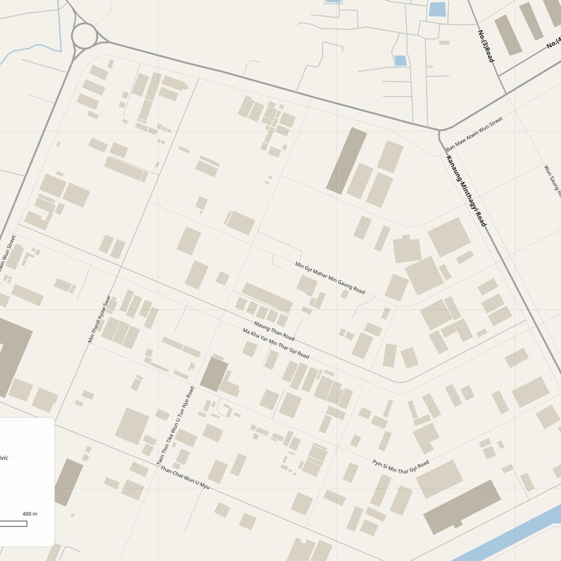 Printable street map poster of Ah Lel, Myanmar (Burma)