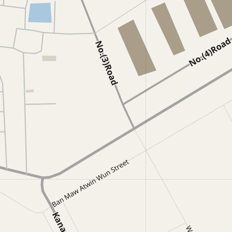 Ah Lel map with house numbers, hospitals, police and fire stations — printable PDF, Myanmar (Burma)