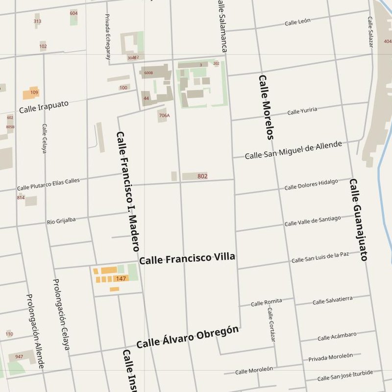 Abasolo street map with house numbers — printable address map PDF, Mexico