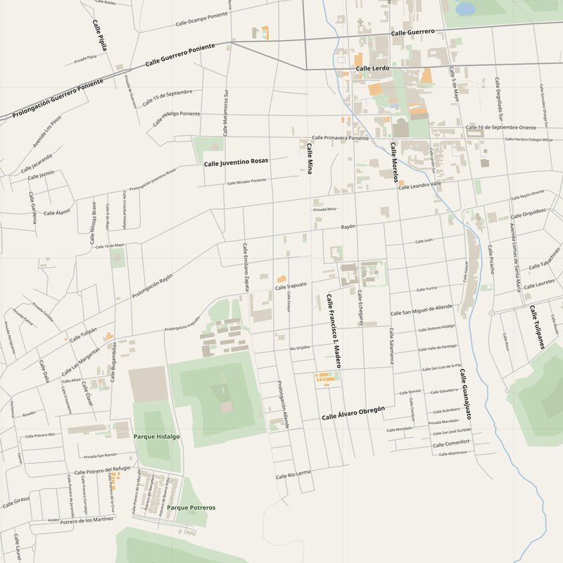 Printable street map poster of Abasolo, Mexico