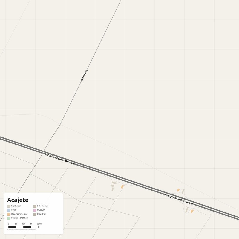 Acajete Map PDF — Printable Street Map Poster with House Numbers