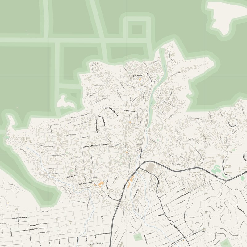 Acapulco de Juárez Map PDF — Printable Street Map Poster with House Numbers