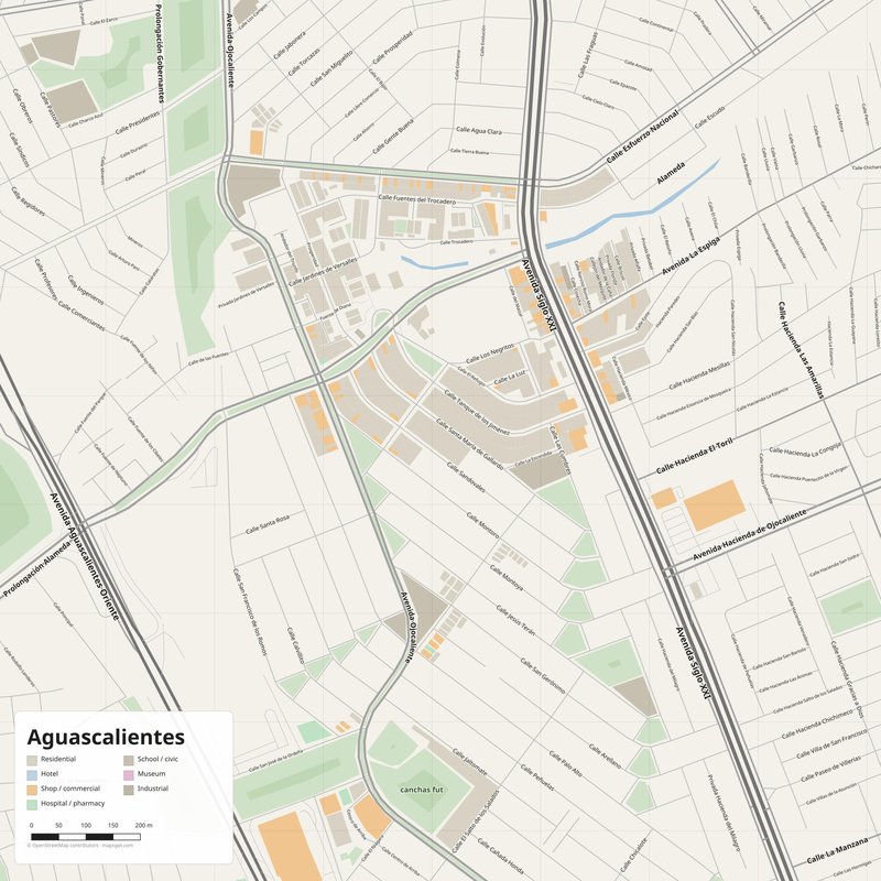 Mapa de Aguascalientes PDF — plano callejero imprimible con números de casa