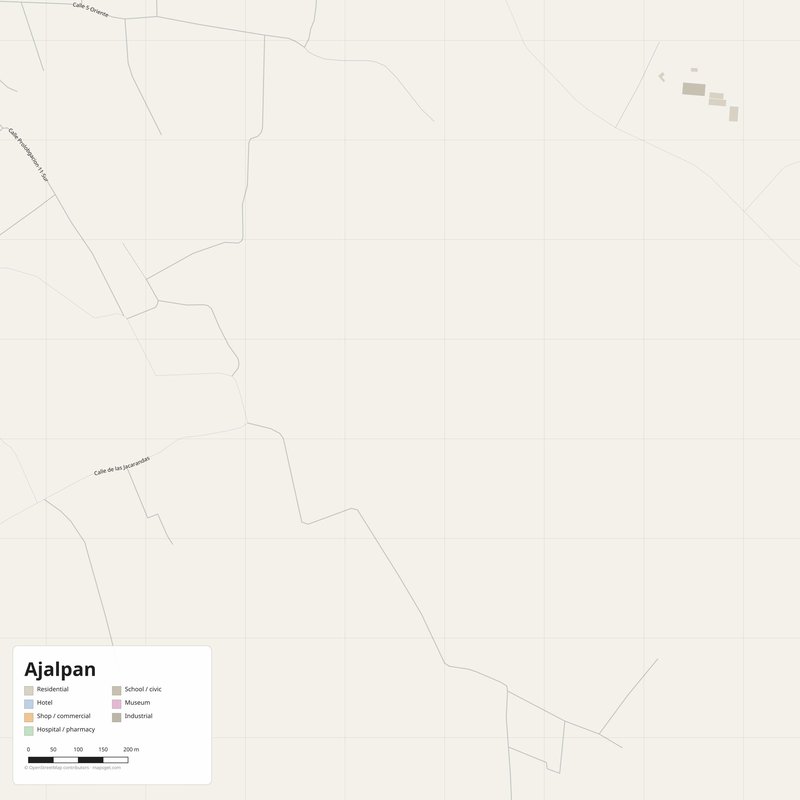 Ajalpan Map PDF — Printable Street Map Poster with House Numbers