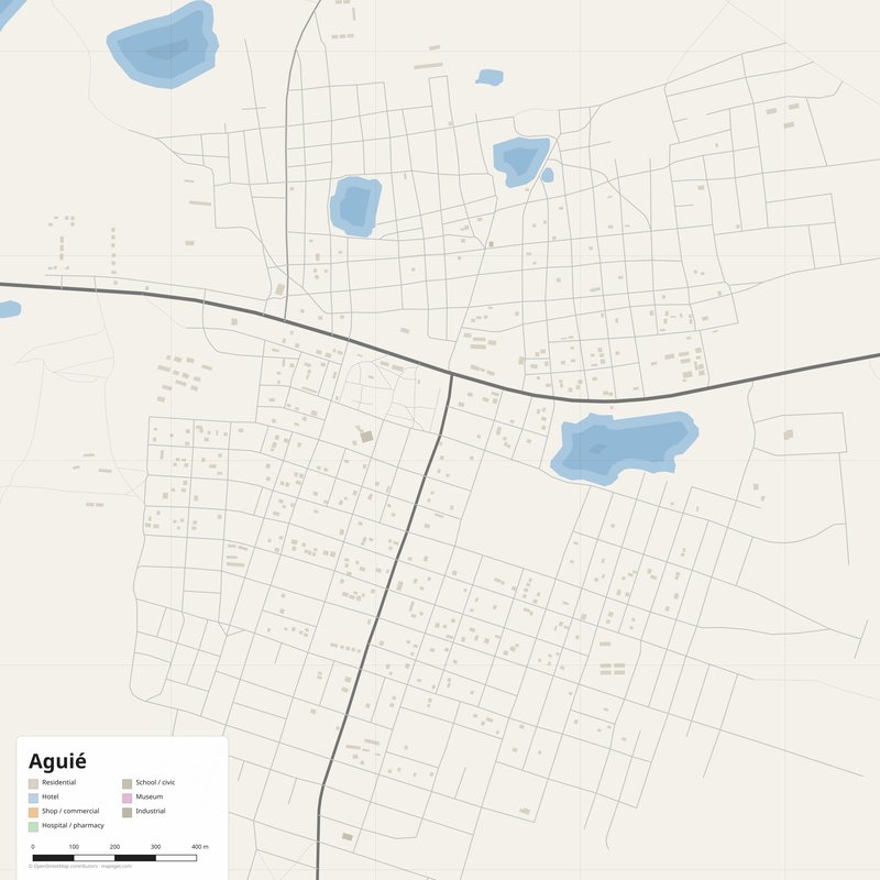 Aguié Map PDF — Printable Street Map Poster with House Numbers