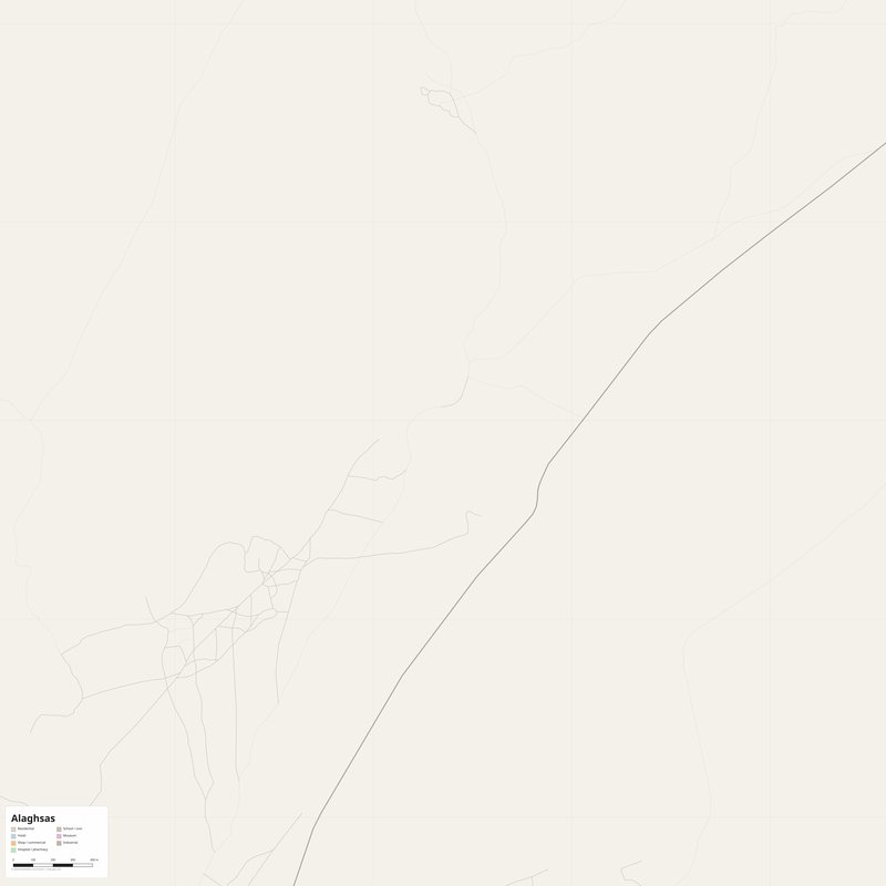 Alaghsas Map PDF — Printable Street Map Poster with House Numbers