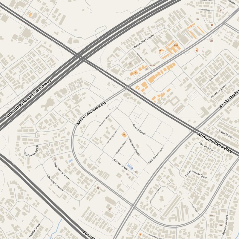 Abuja street map with house numbers — printable address map PDF, Nigeria