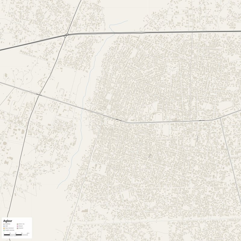 Agbor Map PDF — Printable Street Map Poster with House Numbers
