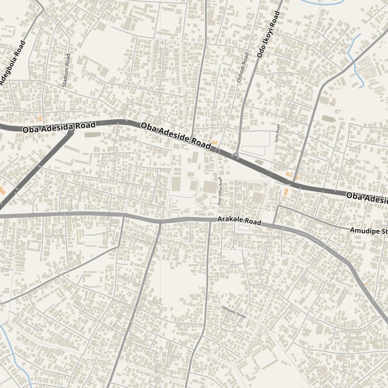 Akure street map with house numbers — printable address map PDF, Nigeria