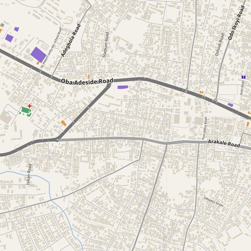 Akure map with house numbers, hospitals, police and fire stations — printable PDF, Nigeria