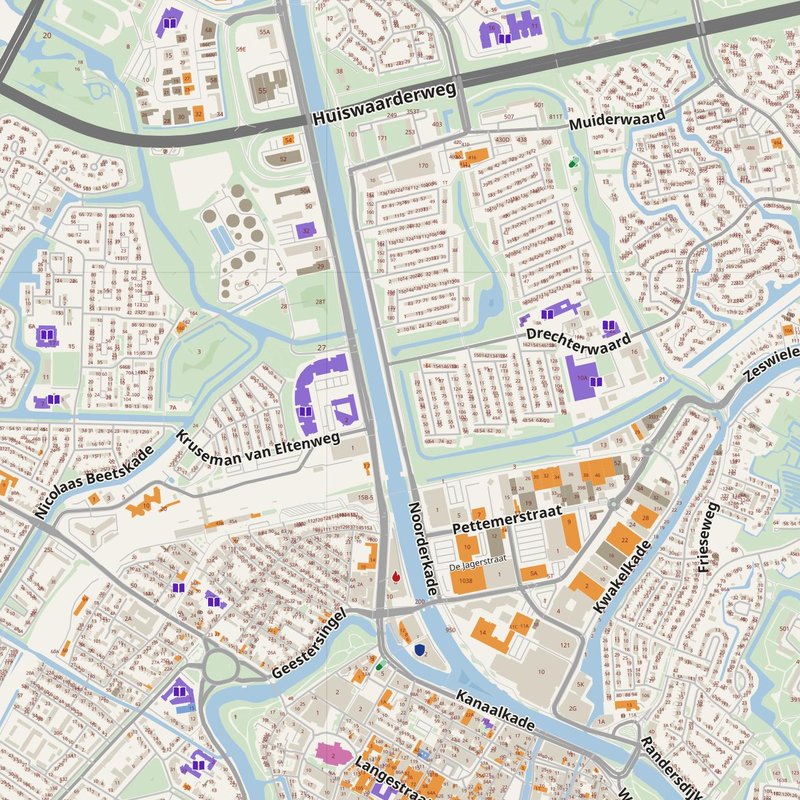 Alkmaar map with house numbers, hospitals, police and fire stations — printable PDF, Netherlands