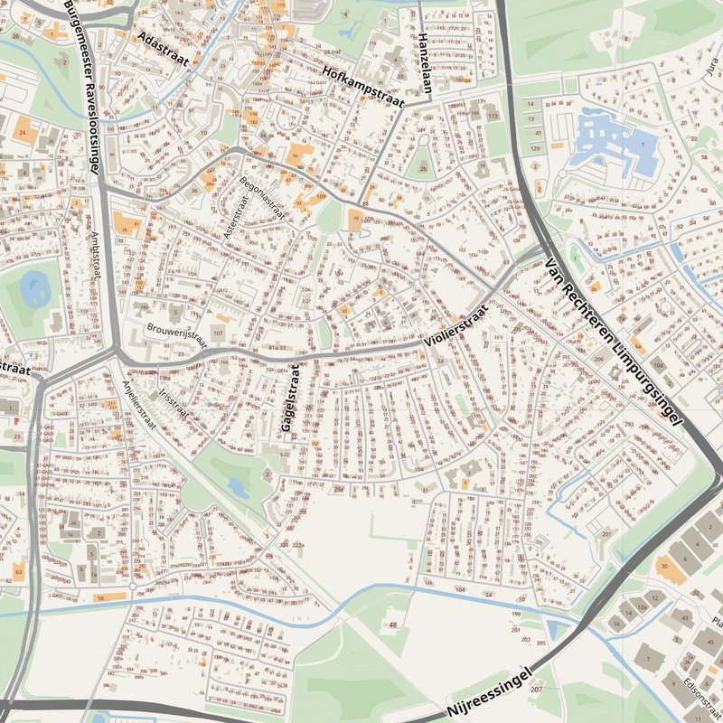 Almelo street map with house numbers — printable address map PDF, Netherlands