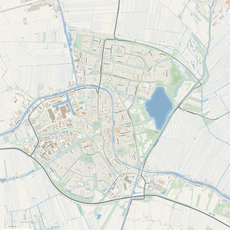 Alphen aan den Rijn Map PDF — Printable Street Map Poster with House Numbers