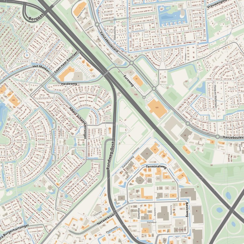 Amersfoort street map with house numbers — printable address map PDF, Netherlands