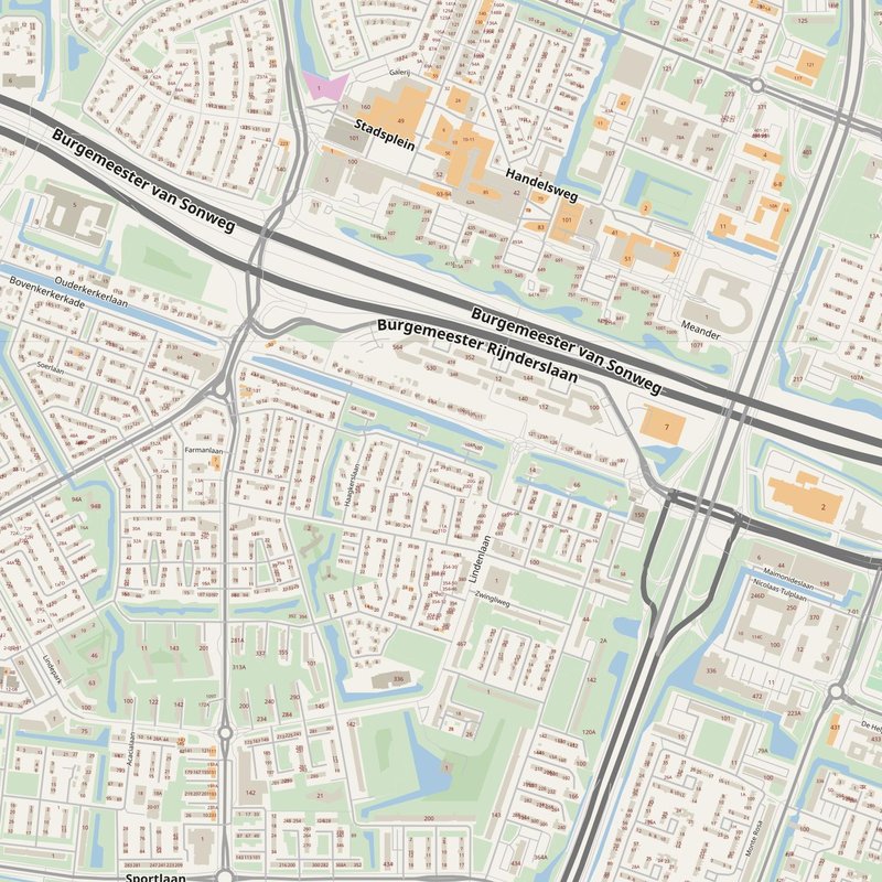 Amstelveen street map with house numbers — printable address map PDF, Netherlands
