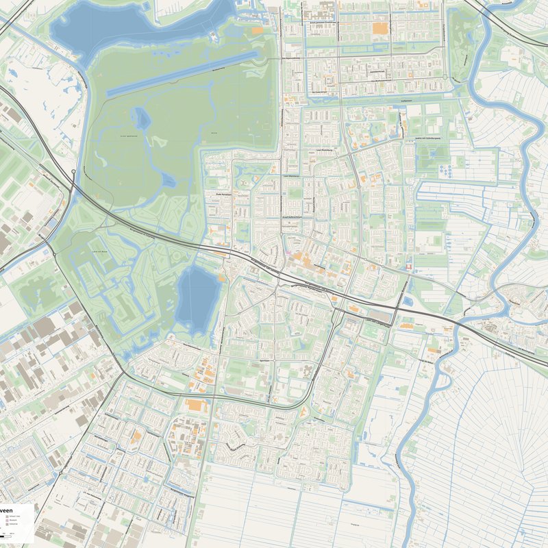 Amstelveen Map PDF — Printable Street Map Poster with House Numbers