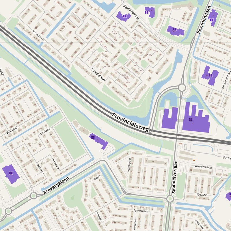 Assendelft map with house numbers, hospitals, police and fire stations — printable PDF, Netherlands