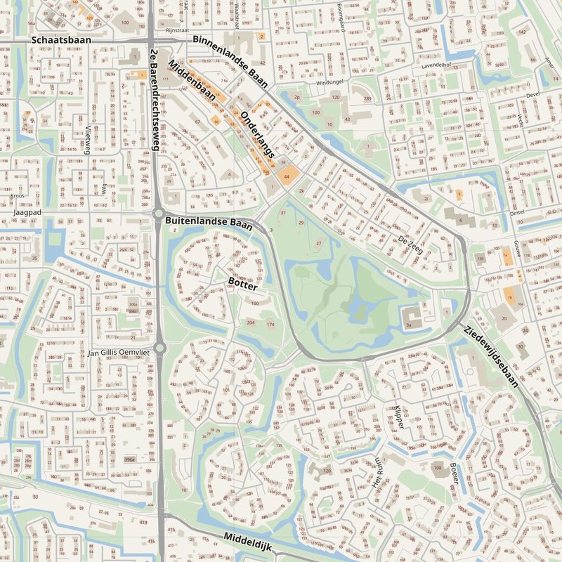 Barendrecht street map with house numbers — printable address map PDF, Netherlands