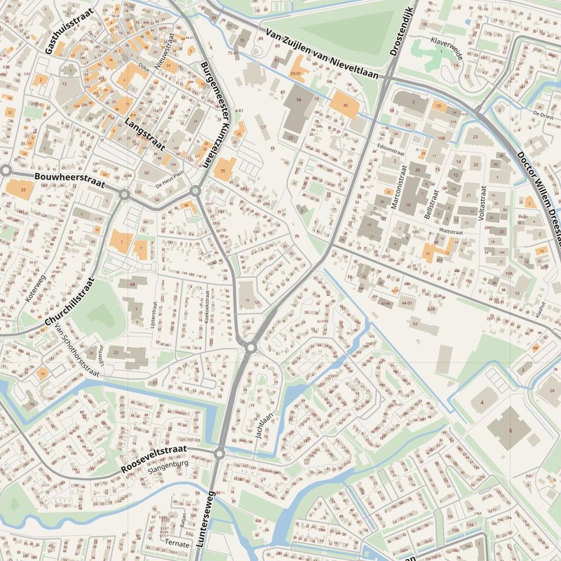 Barneveld street map with house numbers — printable address map PDF, Netherlands