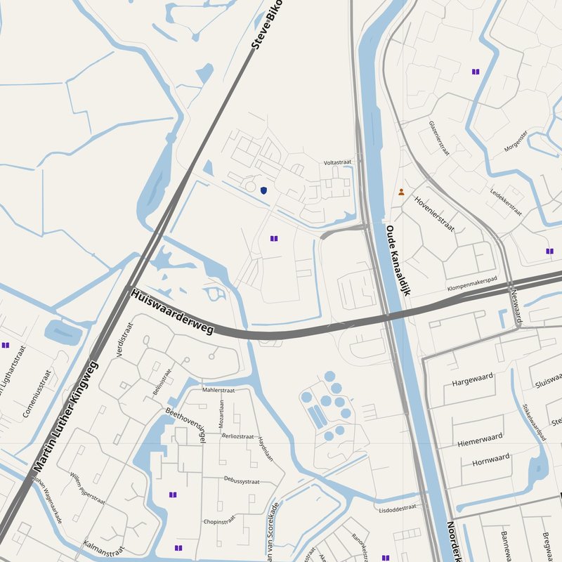 Bergen map with house numbers, hospitals, police and fire stations — printable PDF, Netherlands