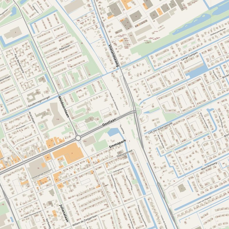 Berkel en Rodenrijs street map with house numbers — printable address map PDF, Netherlands