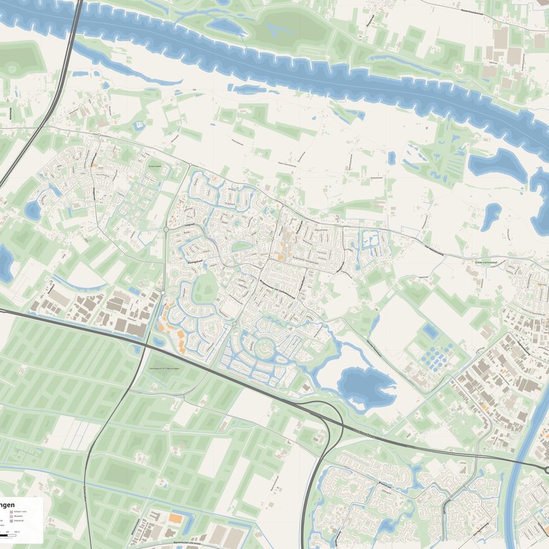 Beuningen Map PDF — Printable Street Map Poster with House Numbers