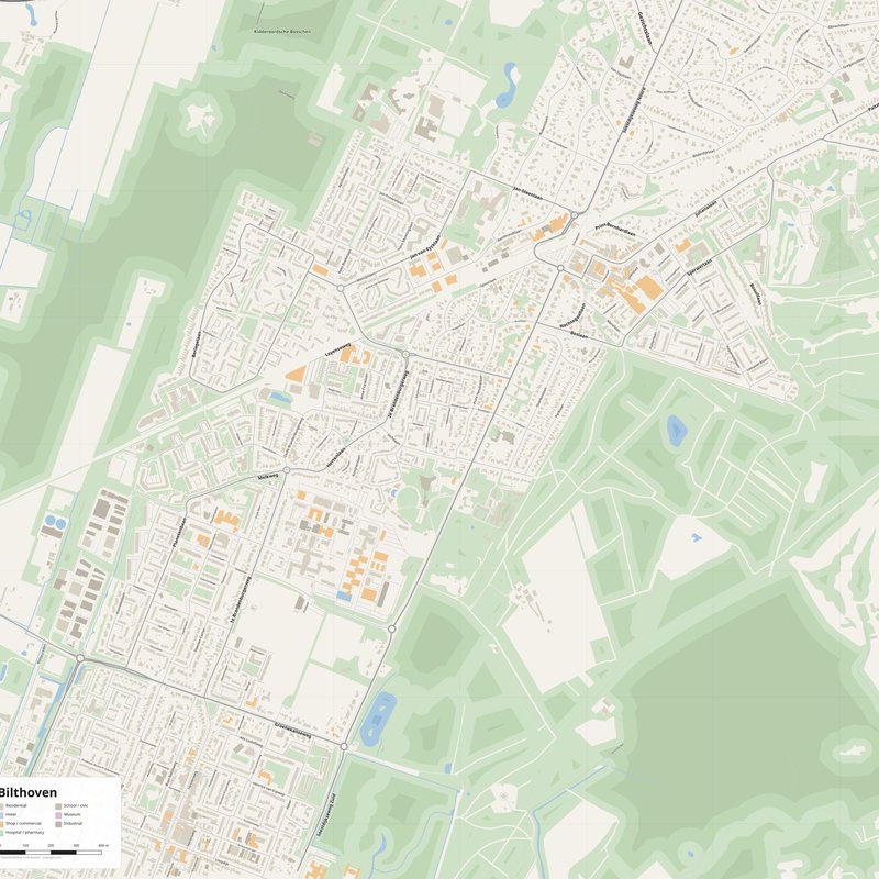 Bilthoven Map PDF — Printable Street Map Poster with House Numbers
