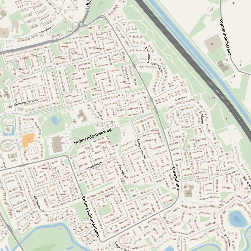 Boxtel street map with house numbers — printable address map PDF, Netherlands