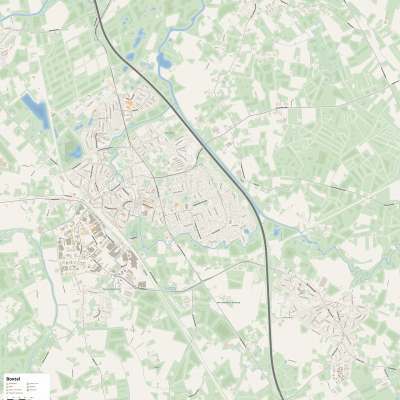 Boxtel Map PDF — Printable Street Map Poster with House Numbers