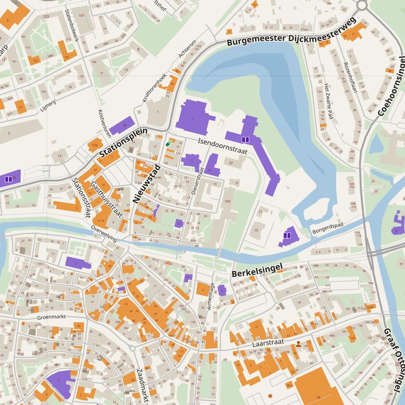 Brummen map with house numbers, hospitals, police and fire stations — printable PDF, Netherlands