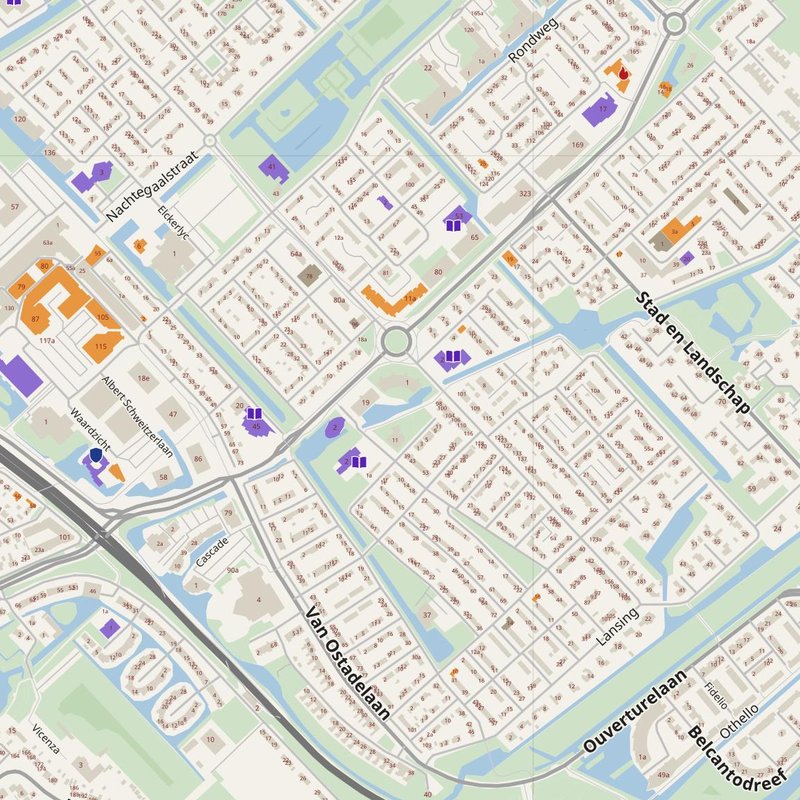 Capelle aan den IJssel map with house numbers, hospitals, police and fire stations — printable PDF, Netherlands