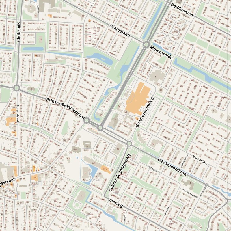 Castricum street map with house numbers — printable address map PDF, Netherlands