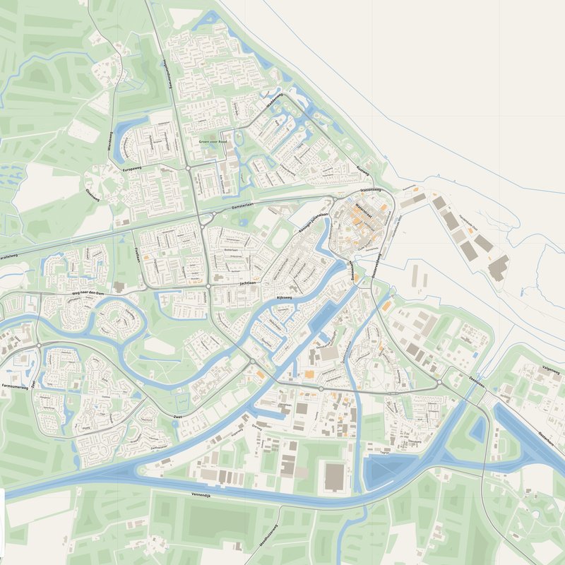 Delfzijl Map PDF — Printable Street Map Poster with House Numbers