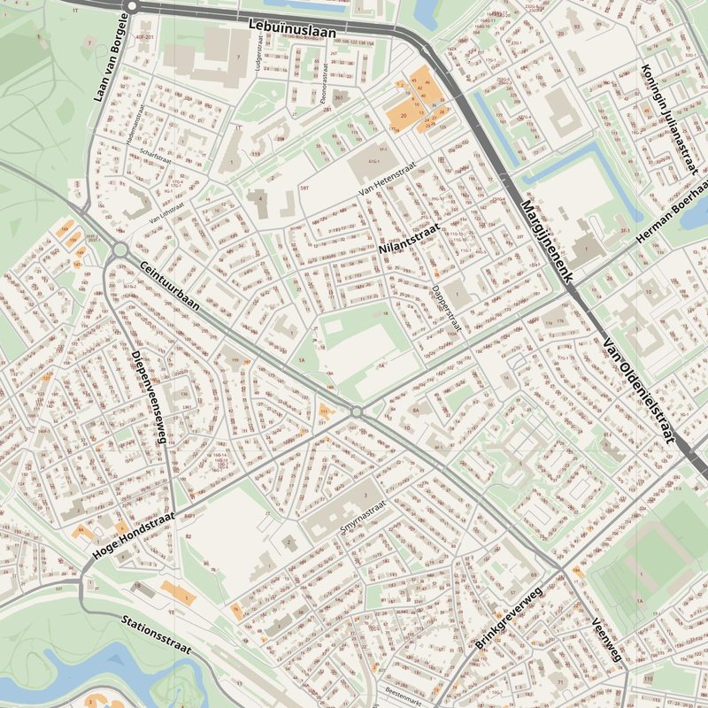 Deventer street map with house numbers — printable address map PDF, Netherlands
