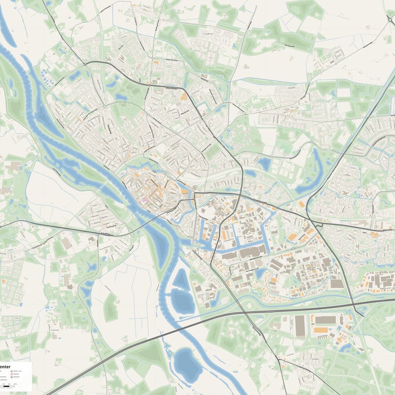 Deventer Map PDF — Printable Street Map Poster with House Numbers