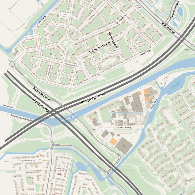 Diemen street map with house numbers — printable address map PDF, Netherlands