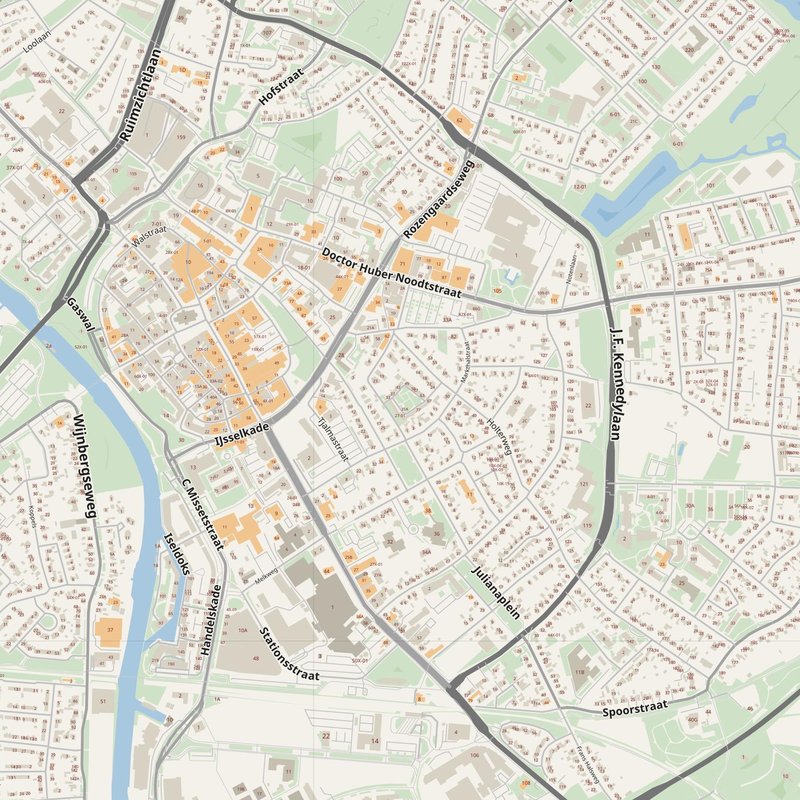 Doetinchem street map with house numbers — printable address map PDF, Netherlands