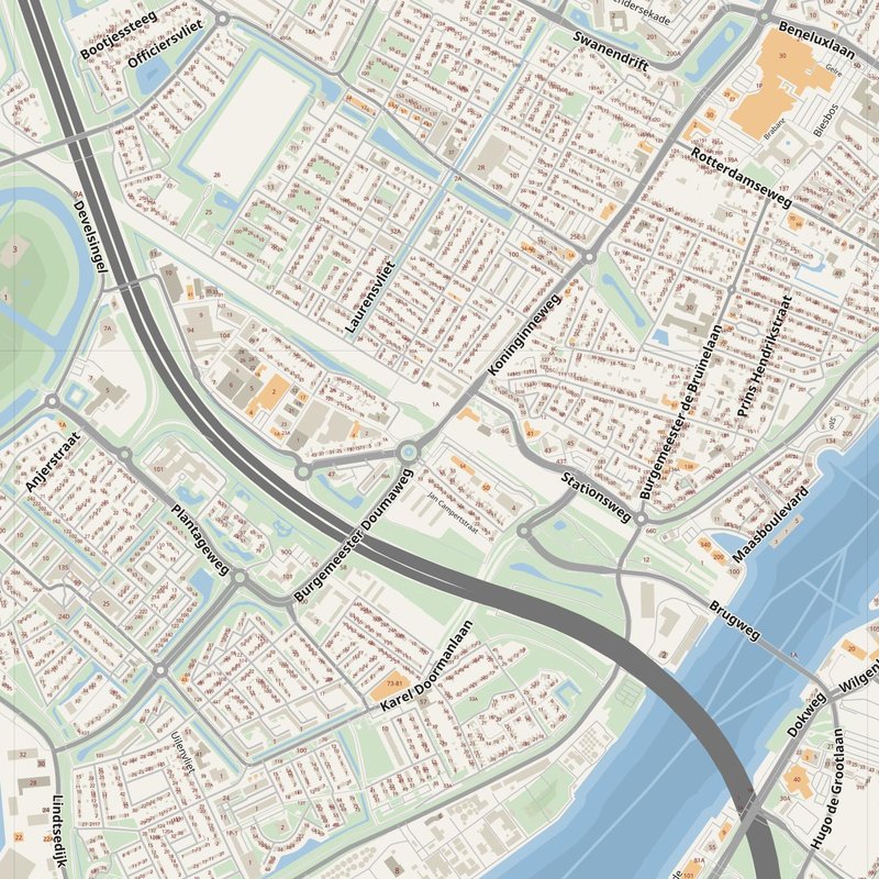 Dordrecht street map with house numbers — printable address map PDF, Netherlands