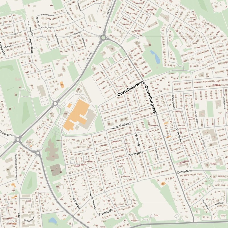 Dronten street map with house numbers — printable address map PDF, Netherlands