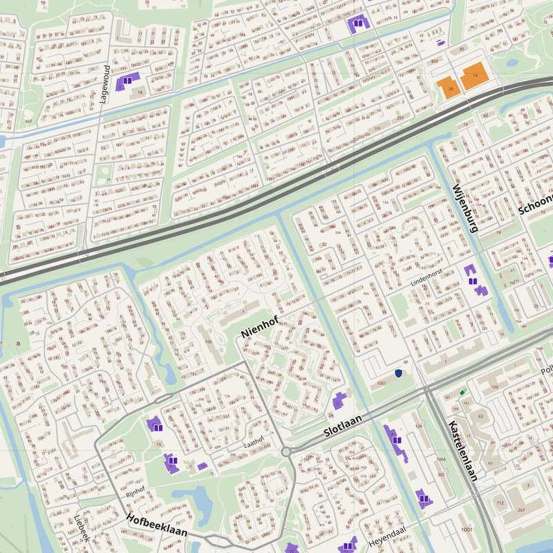 Ede map with house numbers, hospitals, police and fire stations — printable PDF, Netherlands
